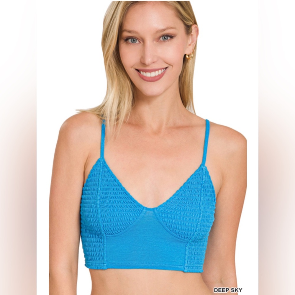 NWT ZENANA BUT NOW PRICE SMOCKED TRIANGLE BRALETTE